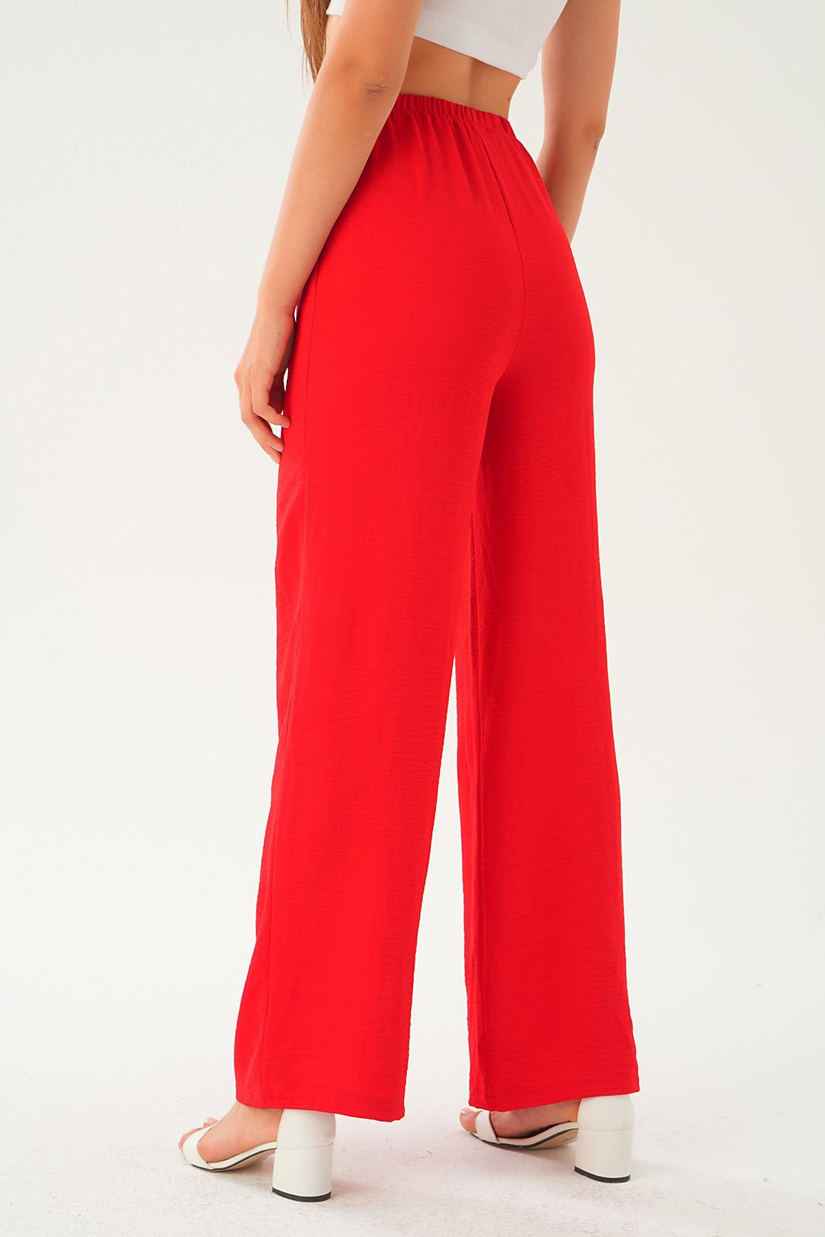 Kırmızı Bol Paça Pantolon 4284A - 5