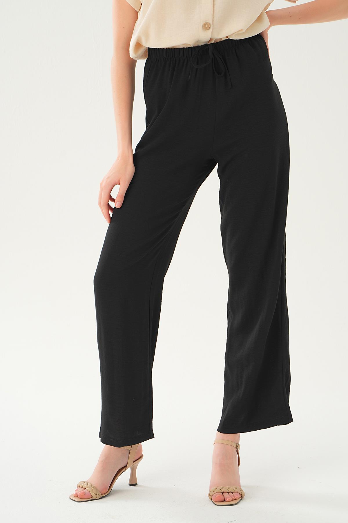 Siyah Bol Paça Pantolon 4284A - 4