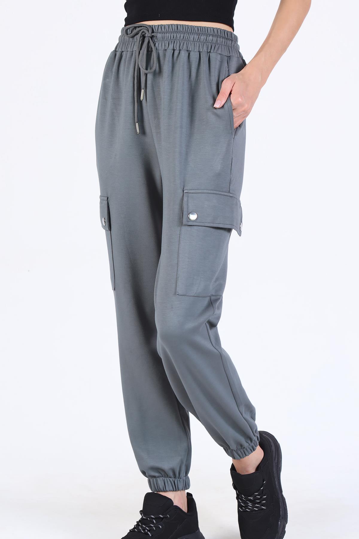 Antrasit Paça Lastik Kargo Cep Eşofman 4285A - 4