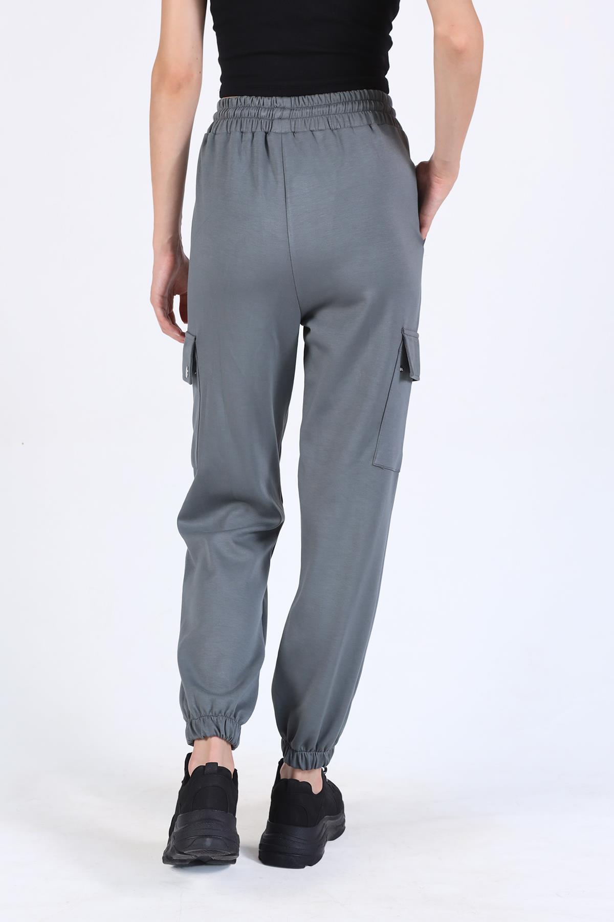 Antrasit Paça Lastik Kargo Cep Eşofman 4285A - 5