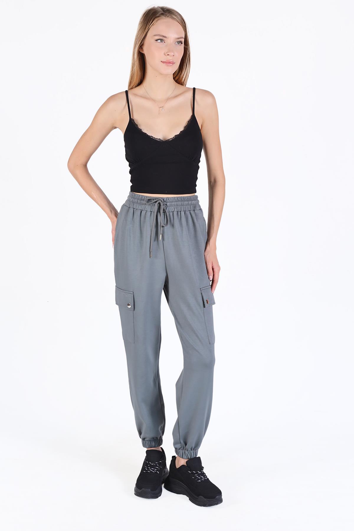 Antrasit Paça Lastik Kargo Cep Eşofman 4285A - 8