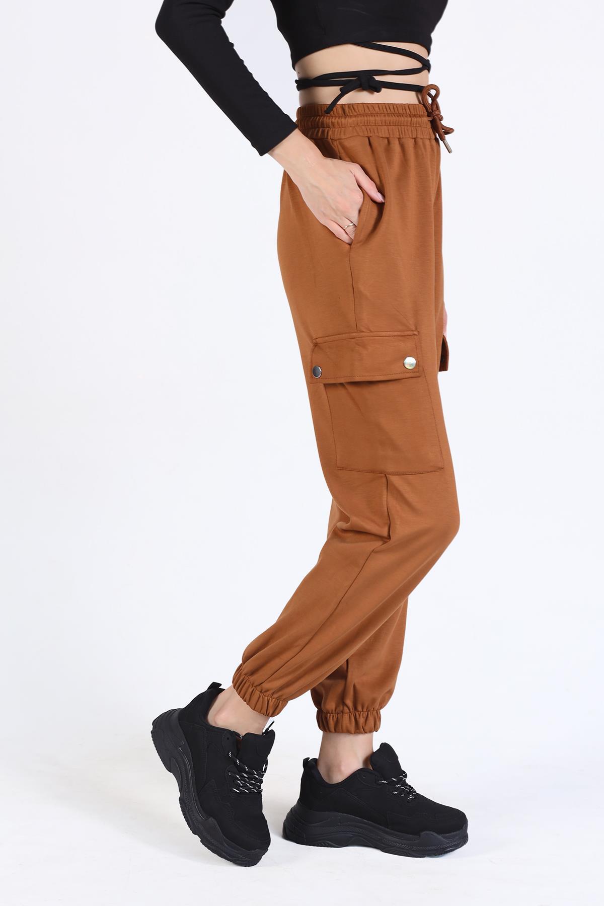 4285A Paça Lastikli Kargo Cep Eşofman Taba - RAYS