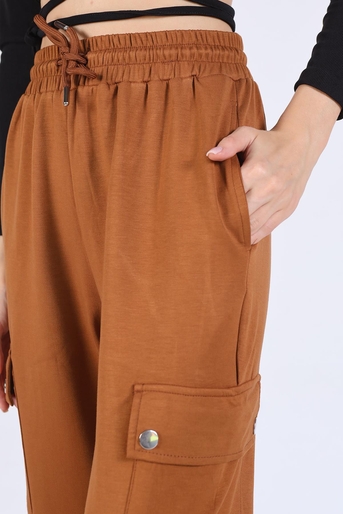 4285A Paça Lastikli Kargo Cep Eşofman Taba - RAYS