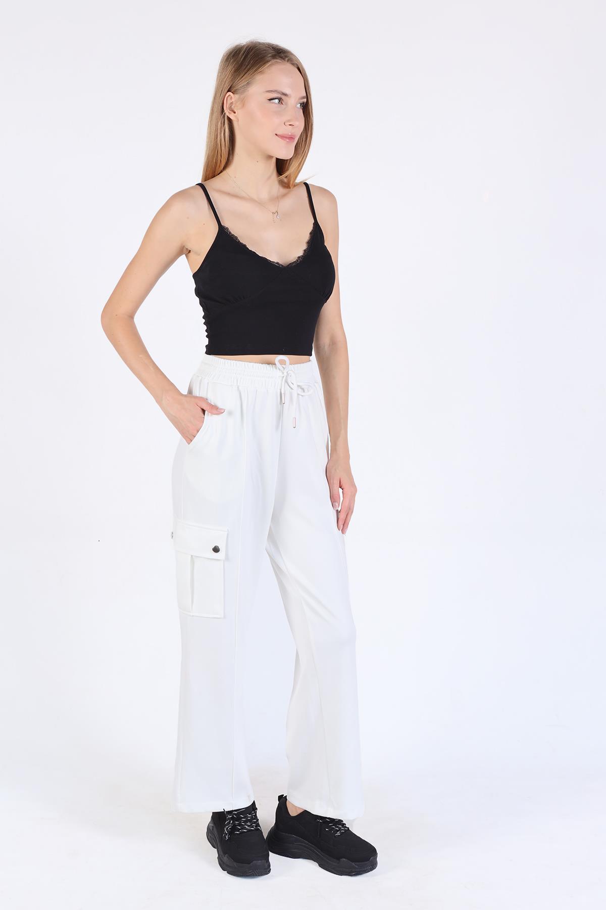 Beyaz Kargo Cep Eşofman 4286A - 1