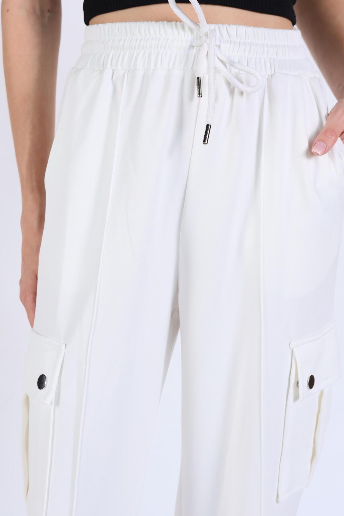 Beyaz Kargo Cep Eşofman 4286A - 4