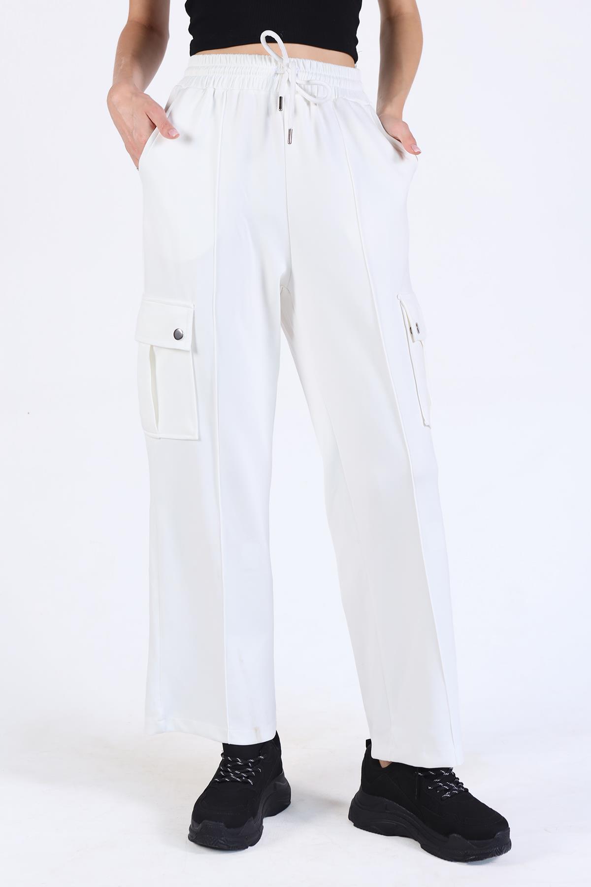 Beyaz Kargo Cep Eşofman 4286A - 7