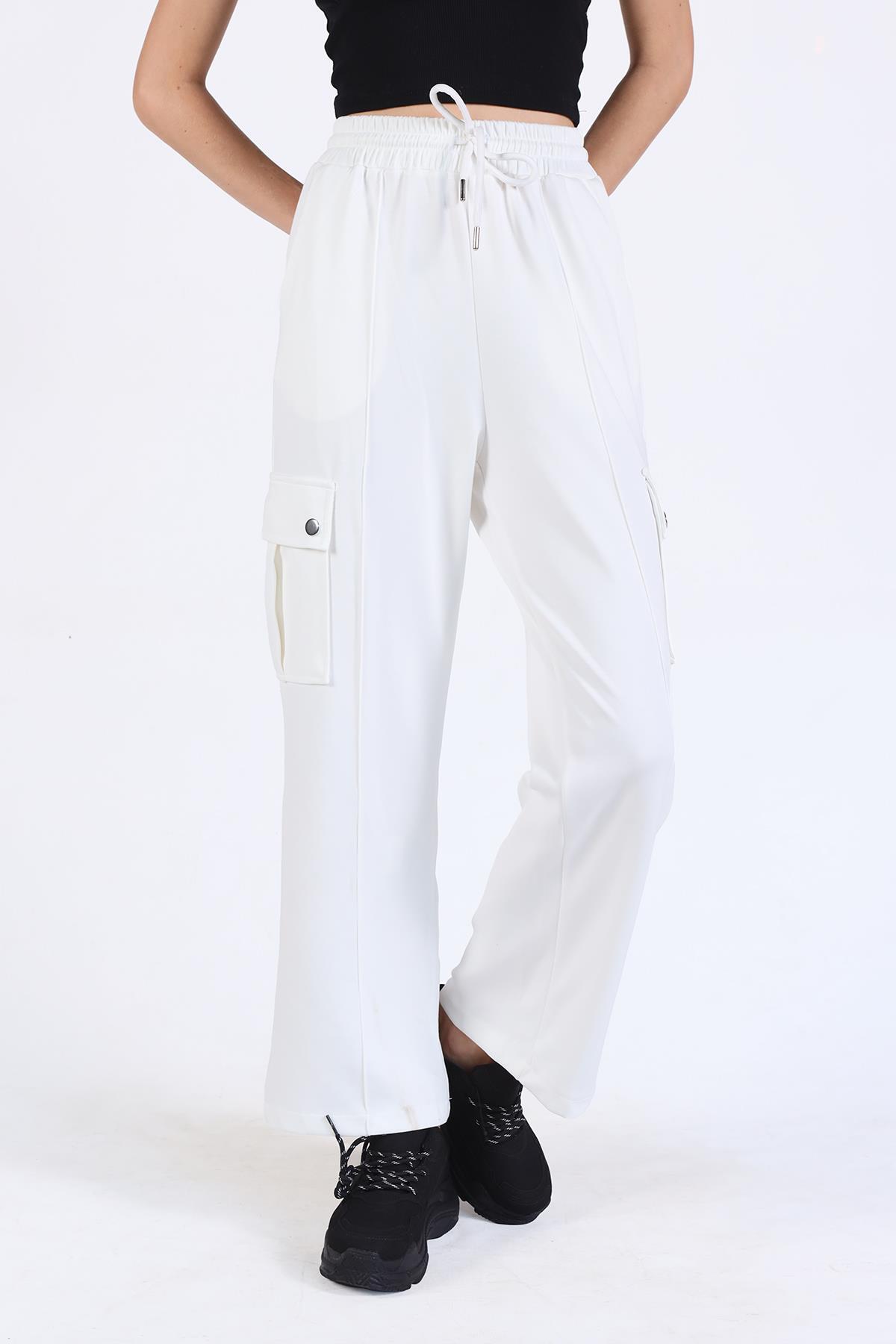 Beyaz Kargo Cep Eşofman 4286A - 8