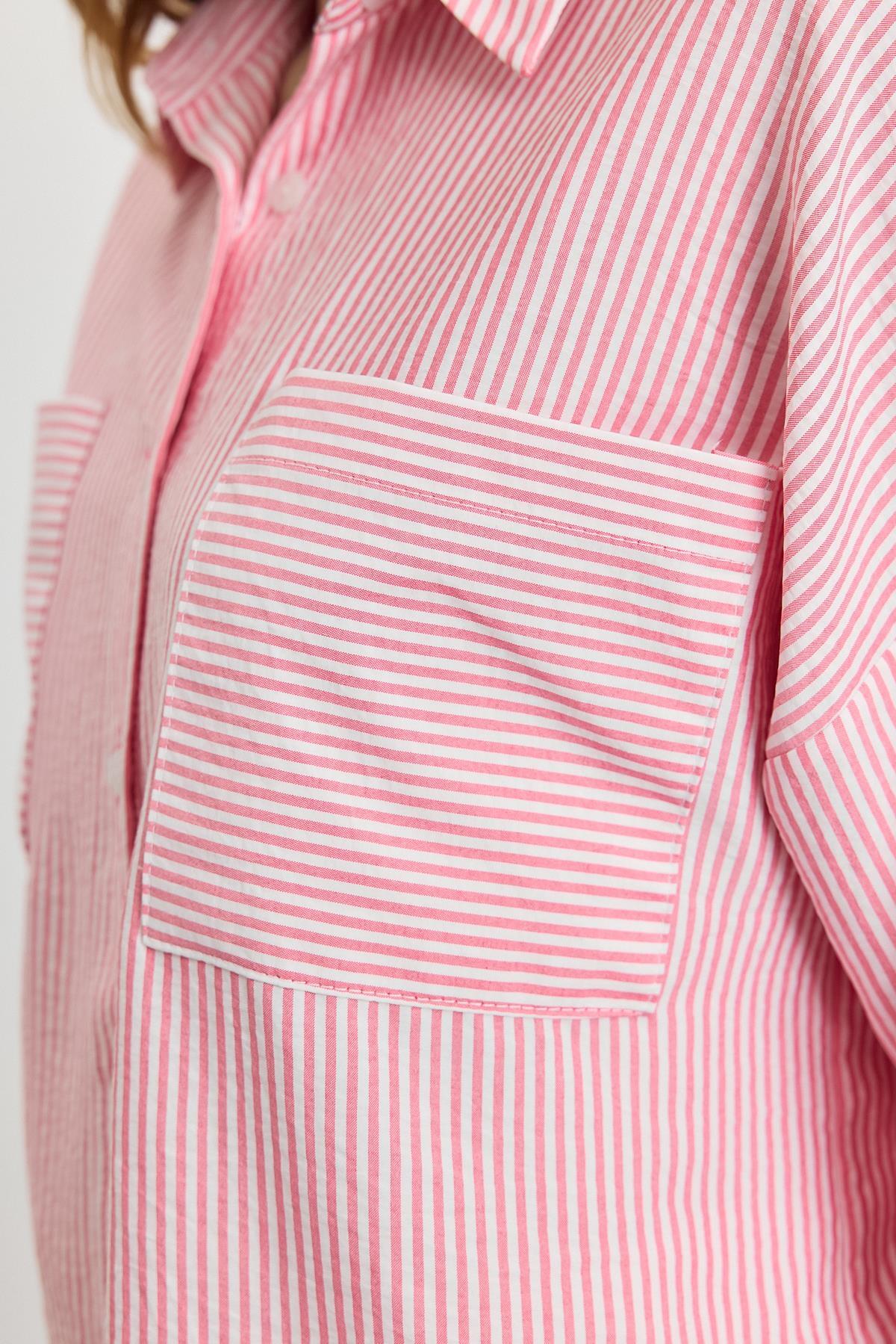 4294A Çizgili Cepli Gömlek Pembe - RAYS