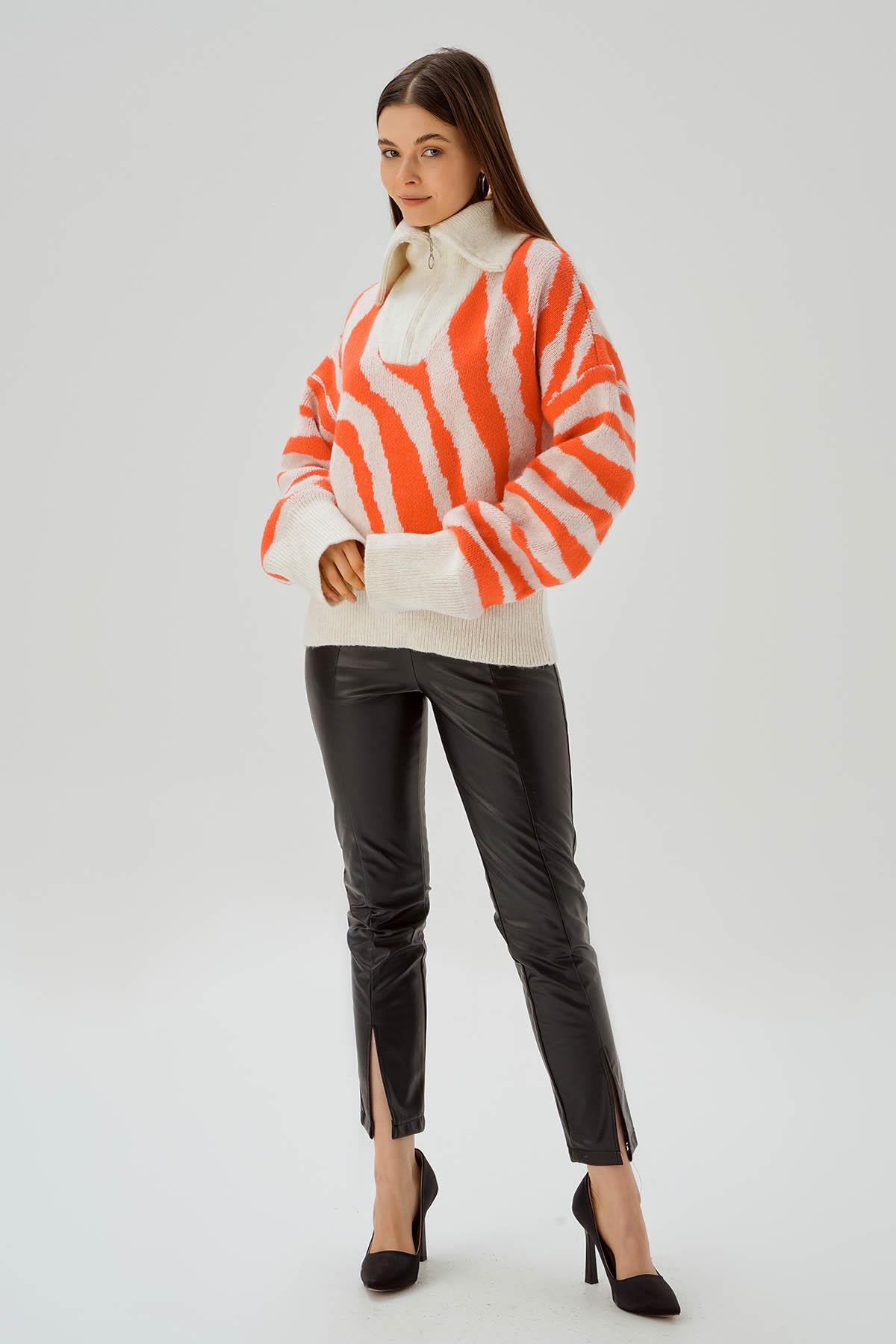 Kemik Fermuarlı Örgü Kazak 4295 - 2