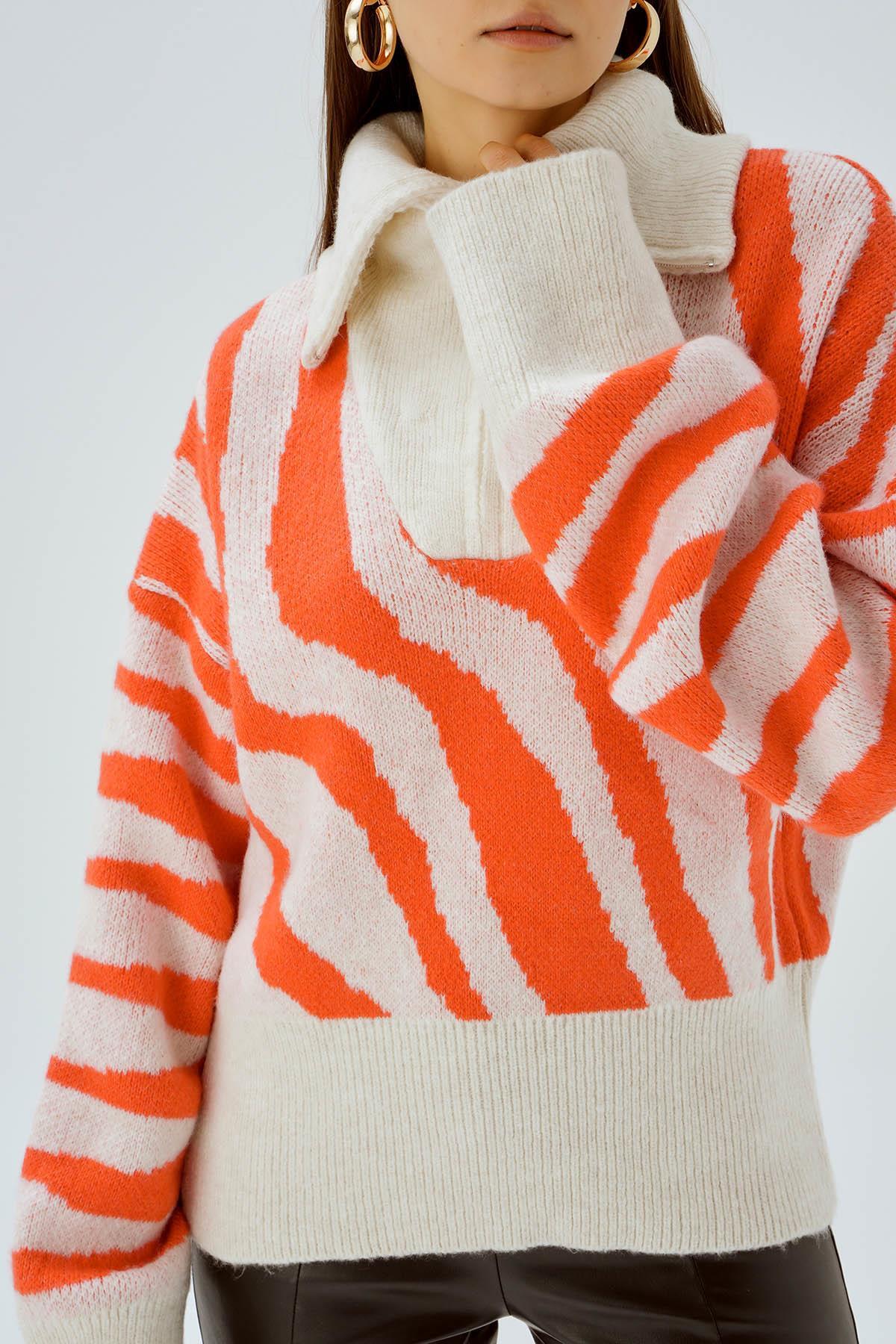 Kemik Fermuarlı Örgü Kazak 4295 - 6