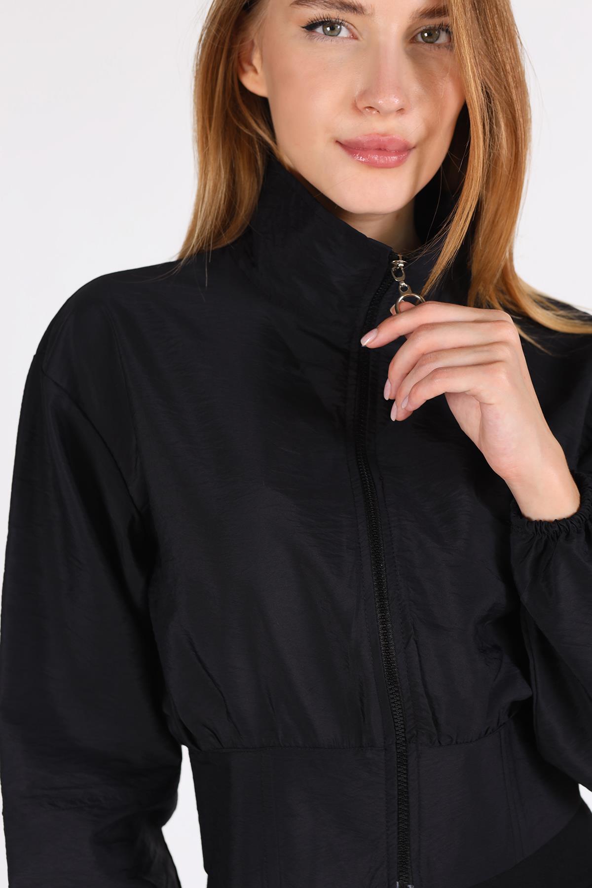 4296A Önü Fermuarlı Kısa Ceket Siyah - RAYS