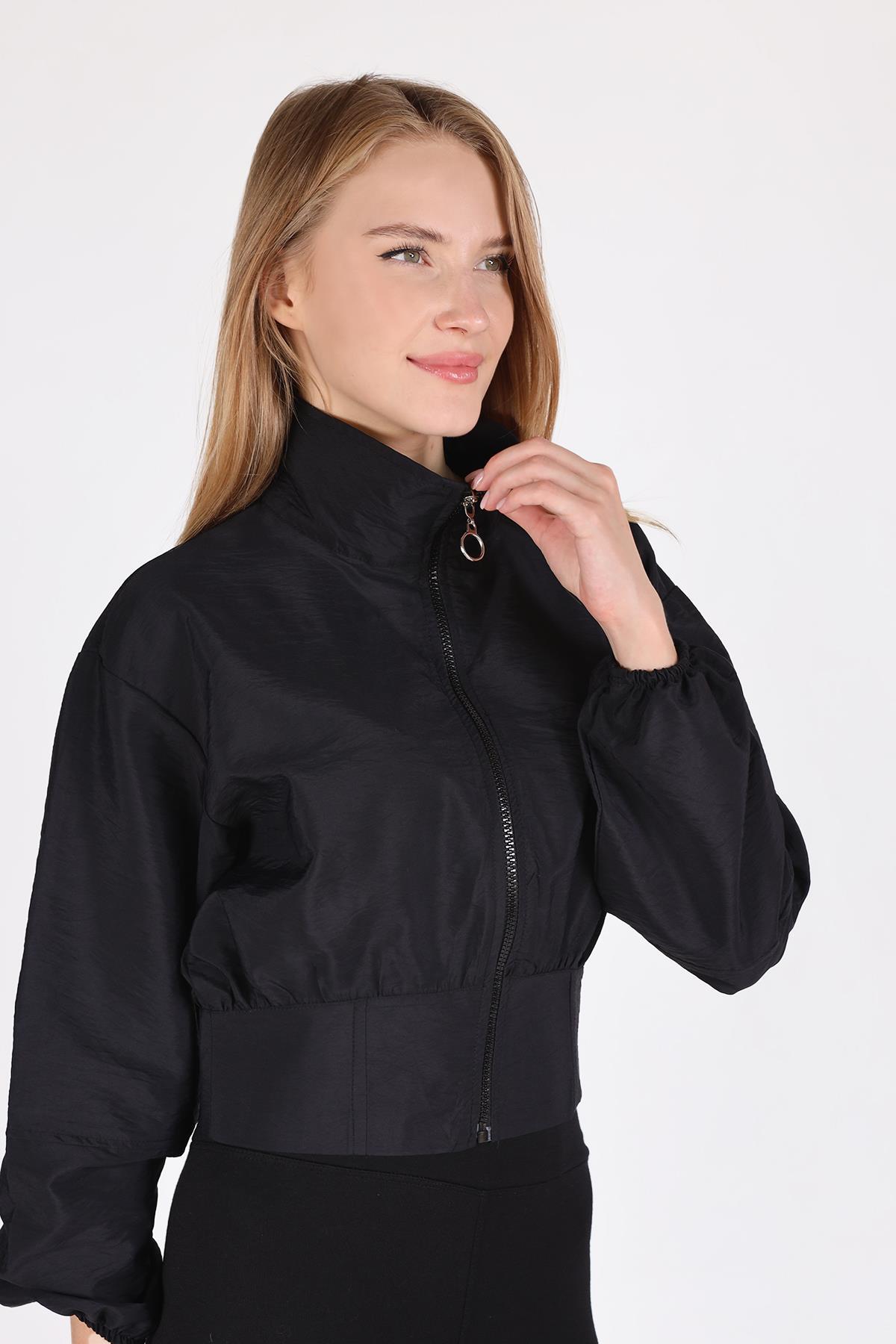 Siyah Önü Fermuarlı Kısa Ceket 4296A - RAYS