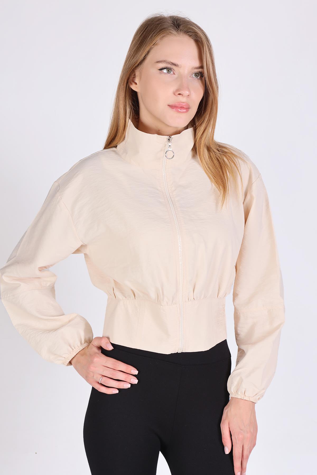 4296A Önü Fermuarlı Kısa Ceket Taş - RAYS