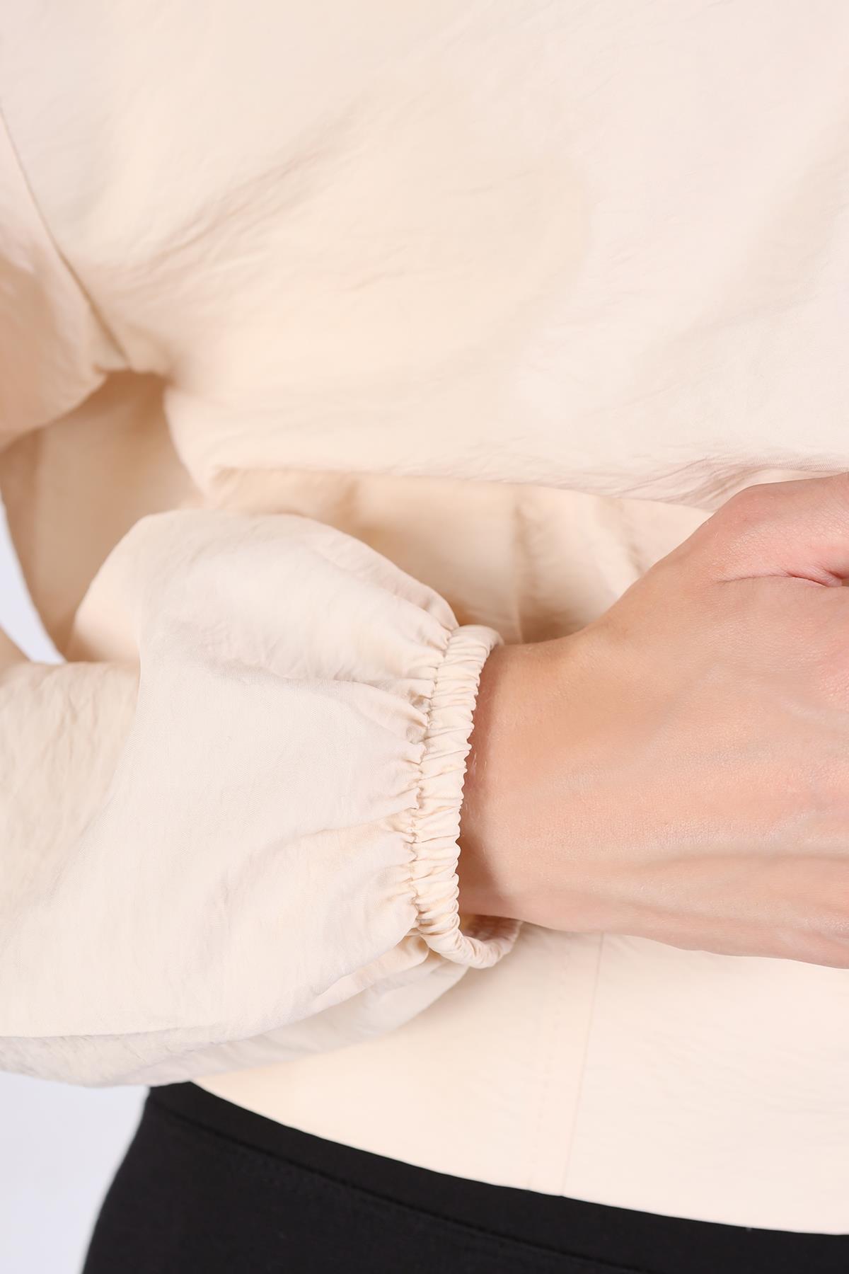 4296A Önü Fermuarlı Kısa Ceket Taş - RAYS