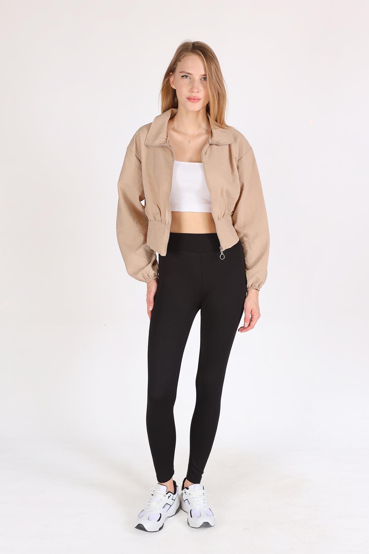 4296A Önü Fermuarlı Kısa Ceket Vizon - 7