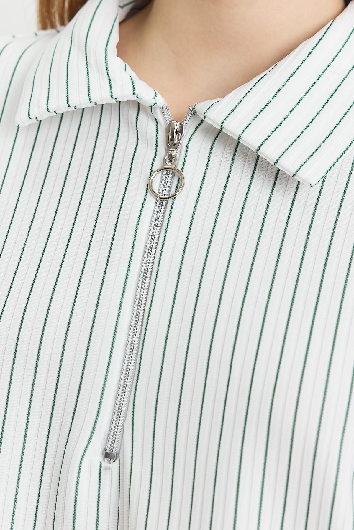 Benetton Yeşili Yarım Fermuarlı Tunik 4302A - 4