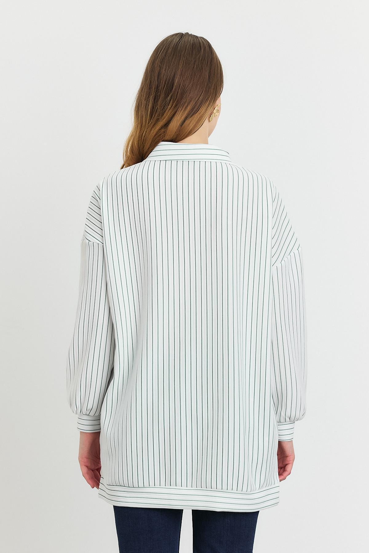 Benetton Yeşili Yarım Fermuarlı Tunik 4302A - 5