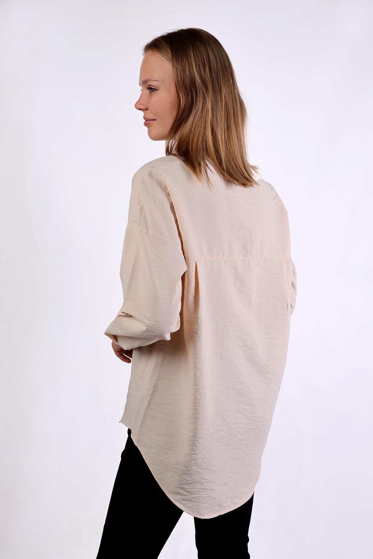 Taş Büyük Cep Detay Oversize Gömlek 4304A - 5