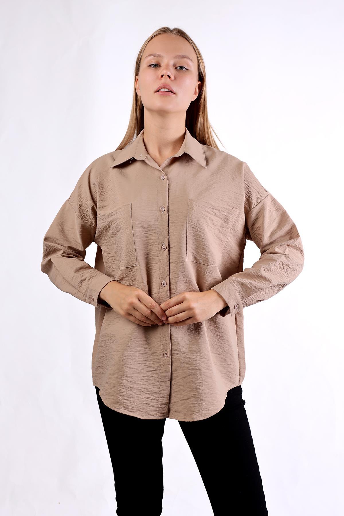 Vizon Büyük Cep Detay Oversize Gömlek 4304A - 6