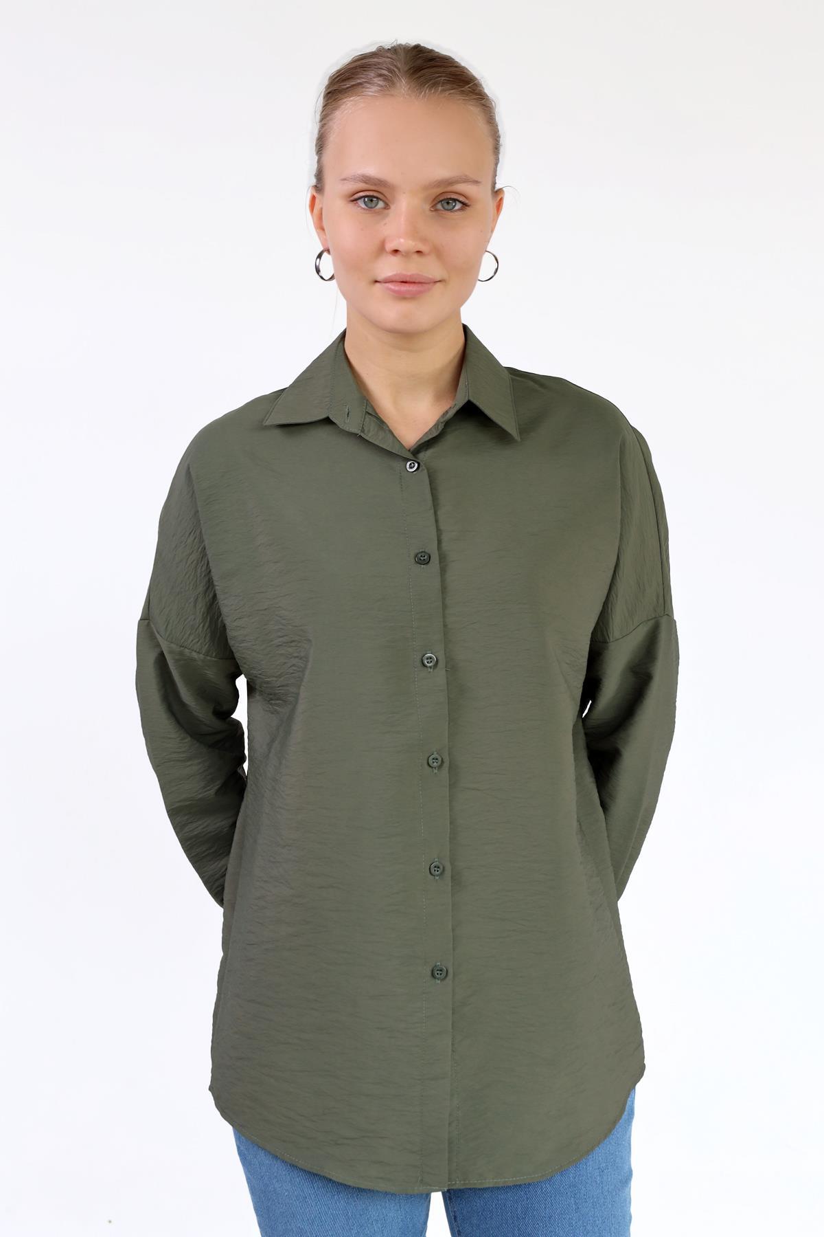 4305A Oversize Klasik Gömlek Haki 
