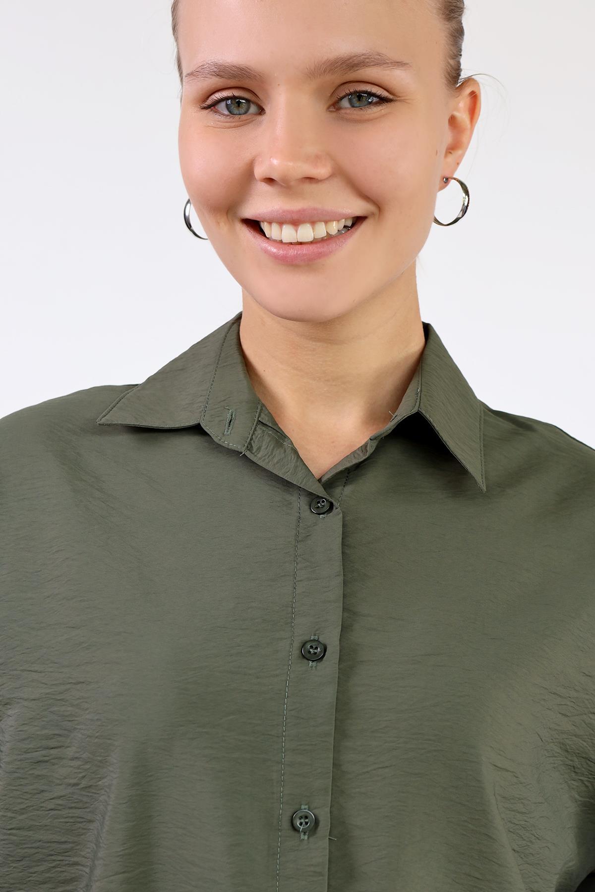 4305A Oversize Klasik Gömlek Haki - 4