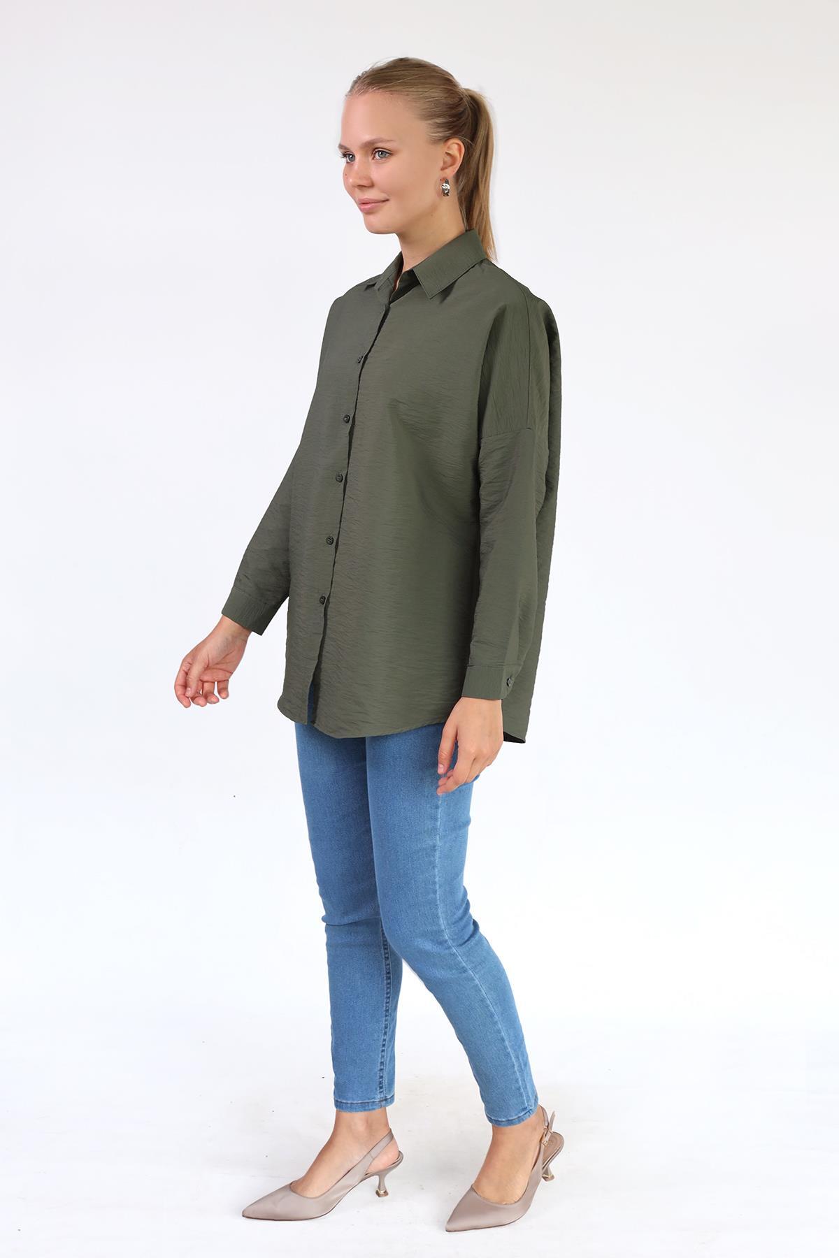 4305A Oversize Klasik Gömlek Haki - 7
