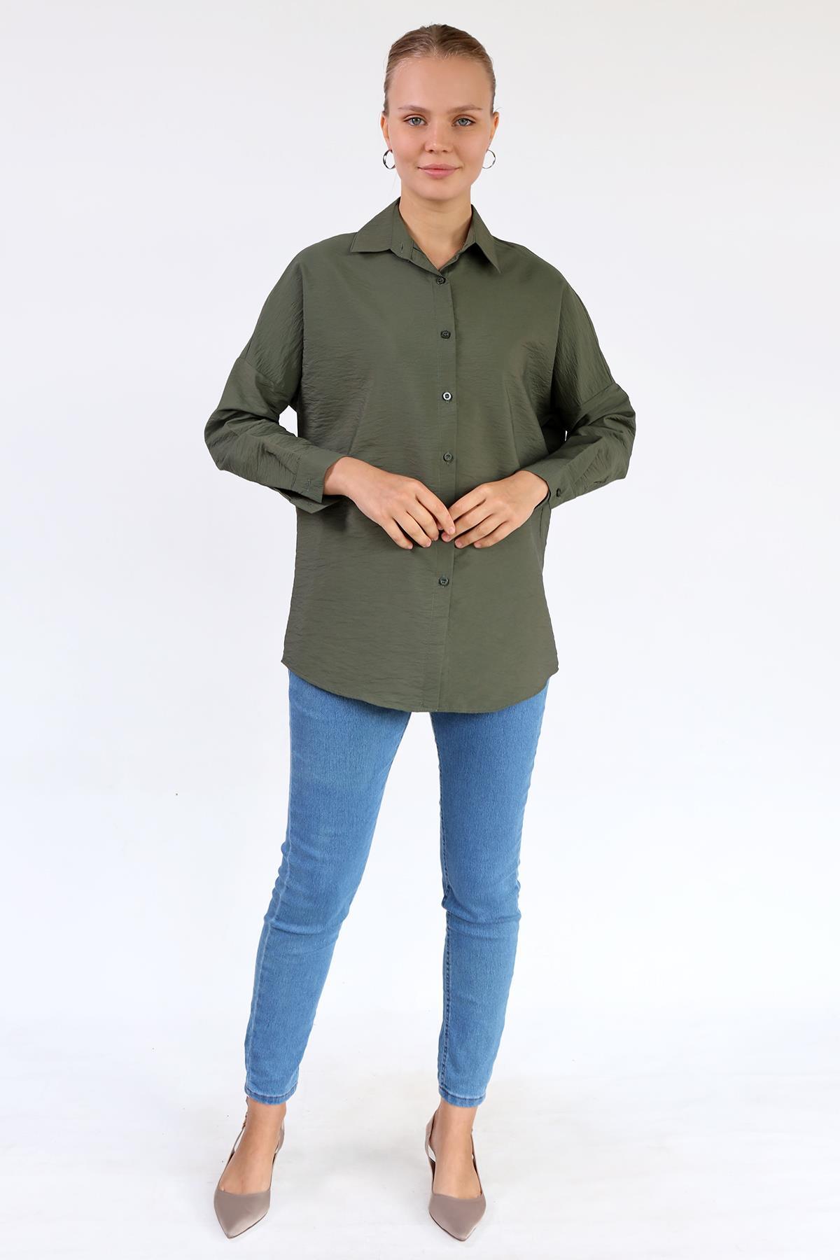 Haki Oversize Klasik Gömlek 4305A - 2