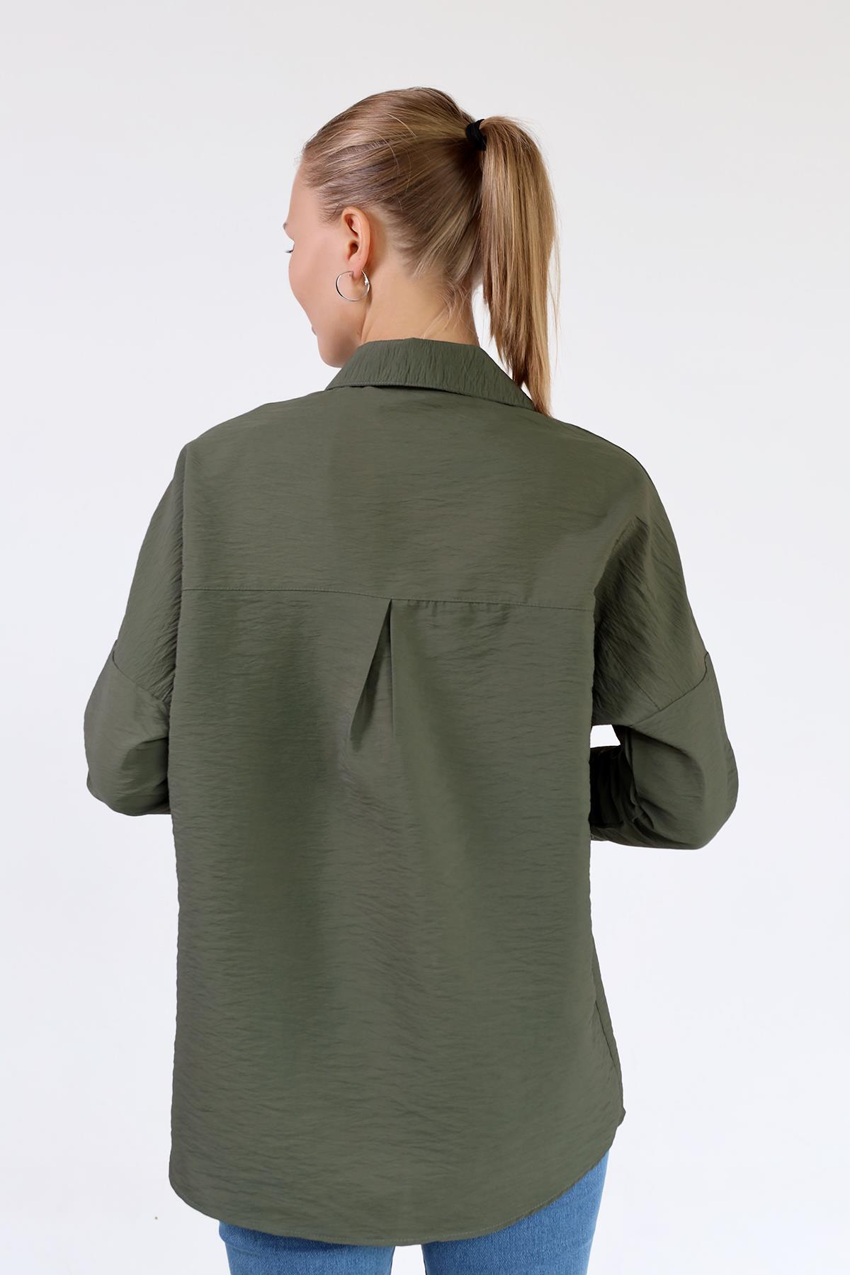 Haki Oversize Klasik Gömlek 4305A - 5