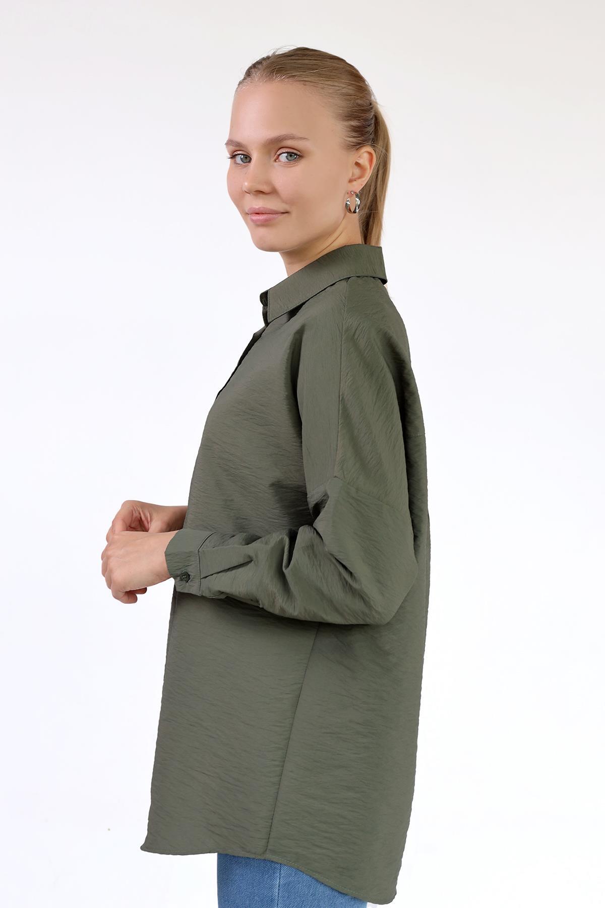 Haki Oversize Klasik Gömlek 4305A - 6