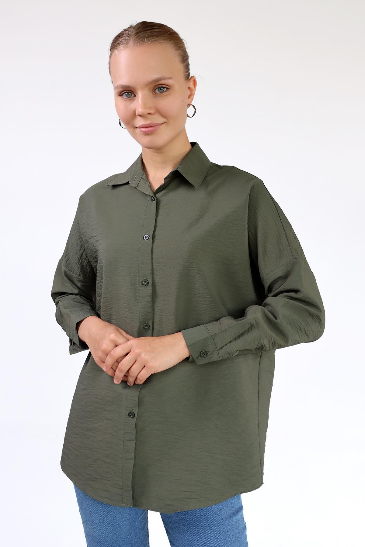 Haki Oversize Klasik Gömlek 4305A - 3