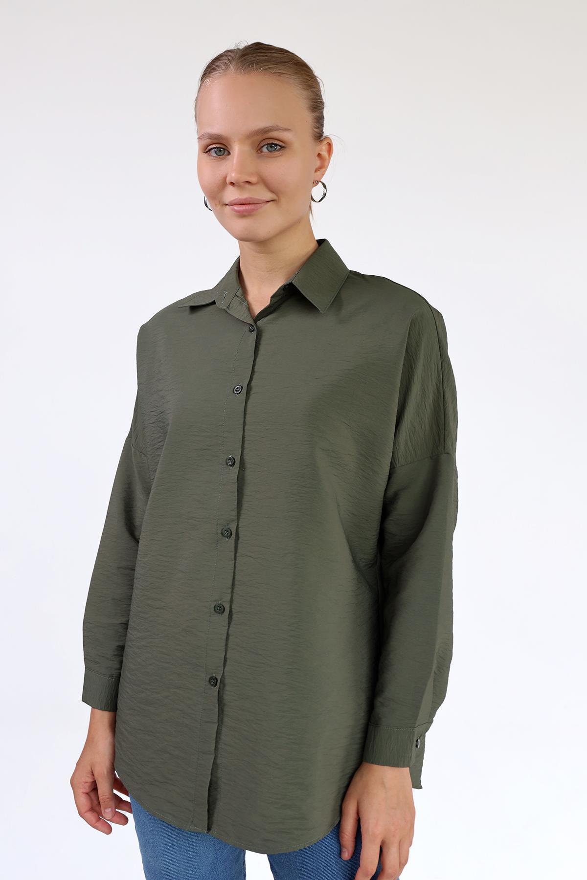 Haki Oversize Klasik Gömlek 4305A - 8