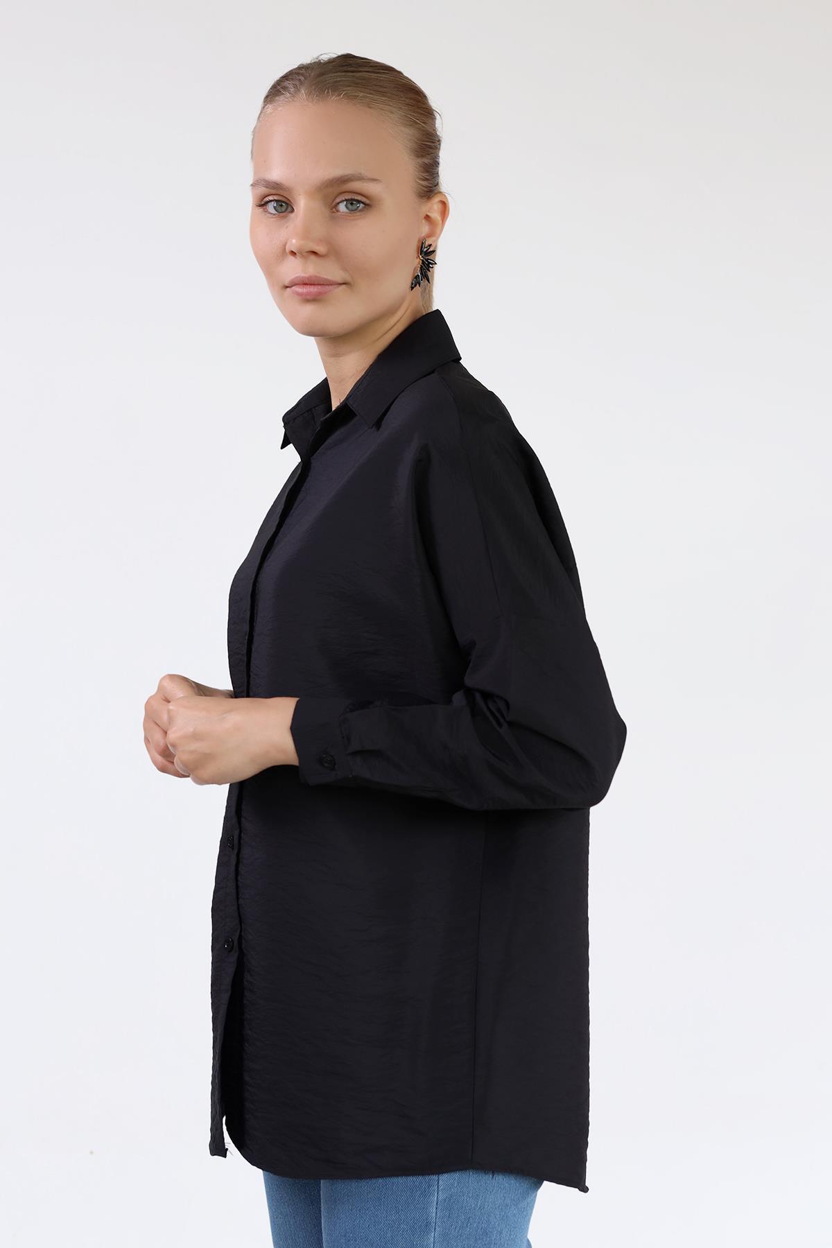Siyah Oversize Klasik Gömlek 4305A - 6