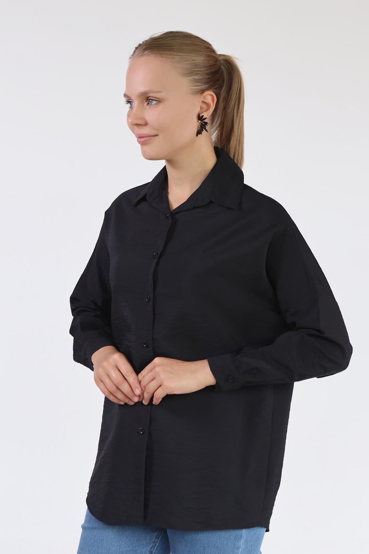 Siyah Oversize Klasik Gömlek 4305A - 7