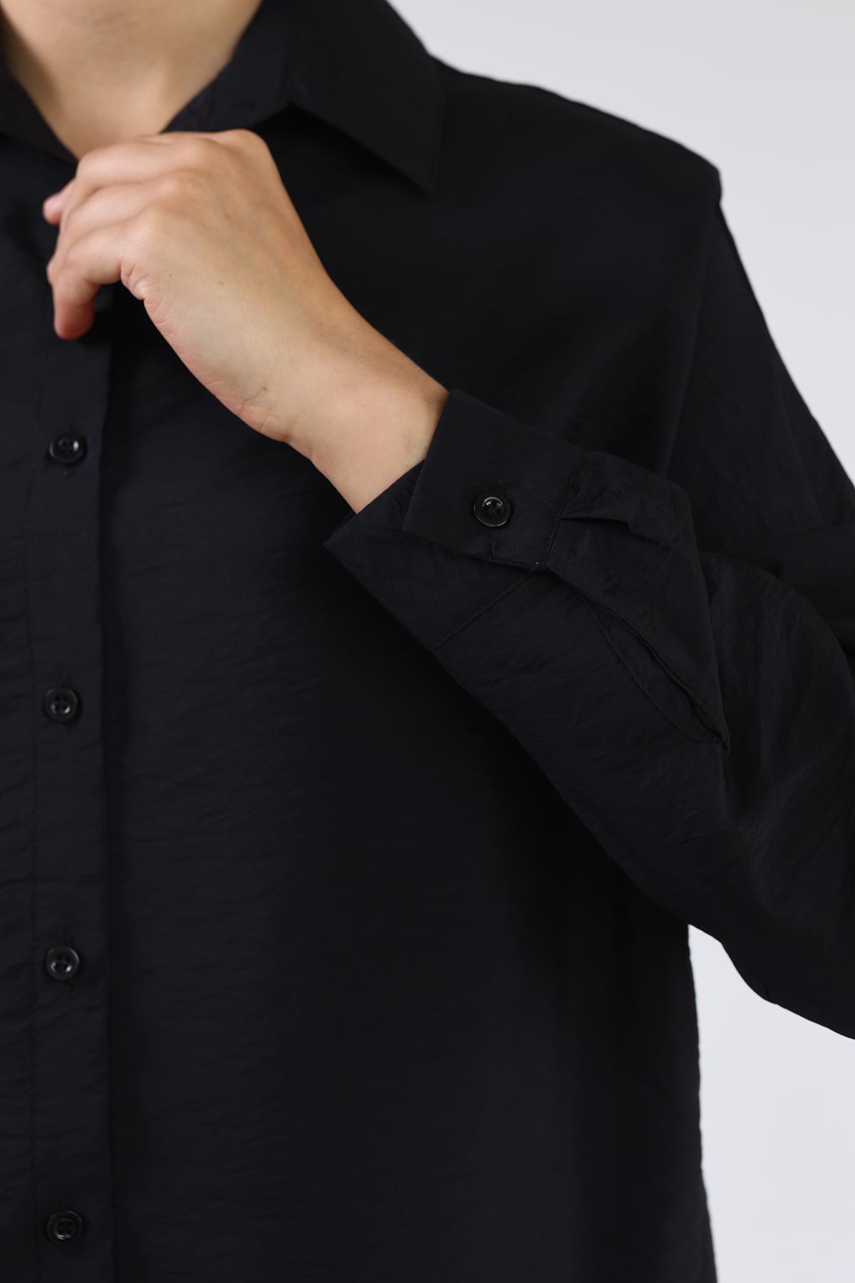 Siyah Oversize Klasik Gömlek 4305A - RAYS