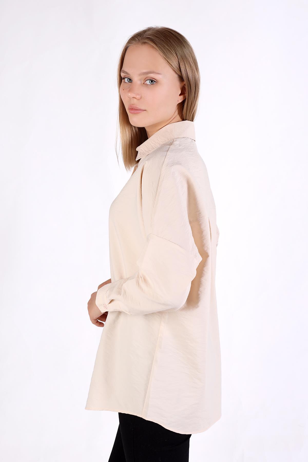 4305A Oversize Klasik Gömlek Taş - 2