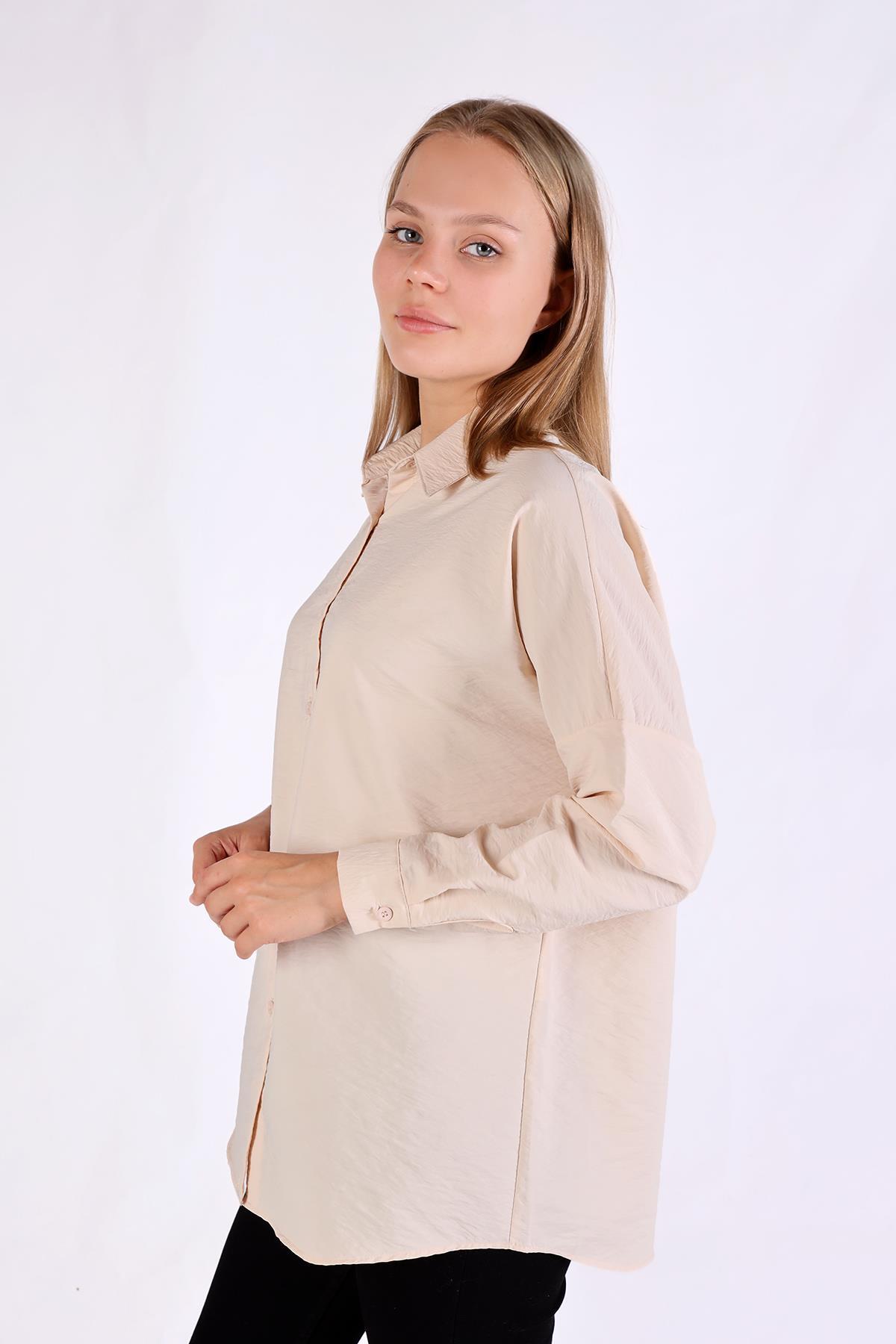 4305A Oversize Klasik Gömlek Taş - 3