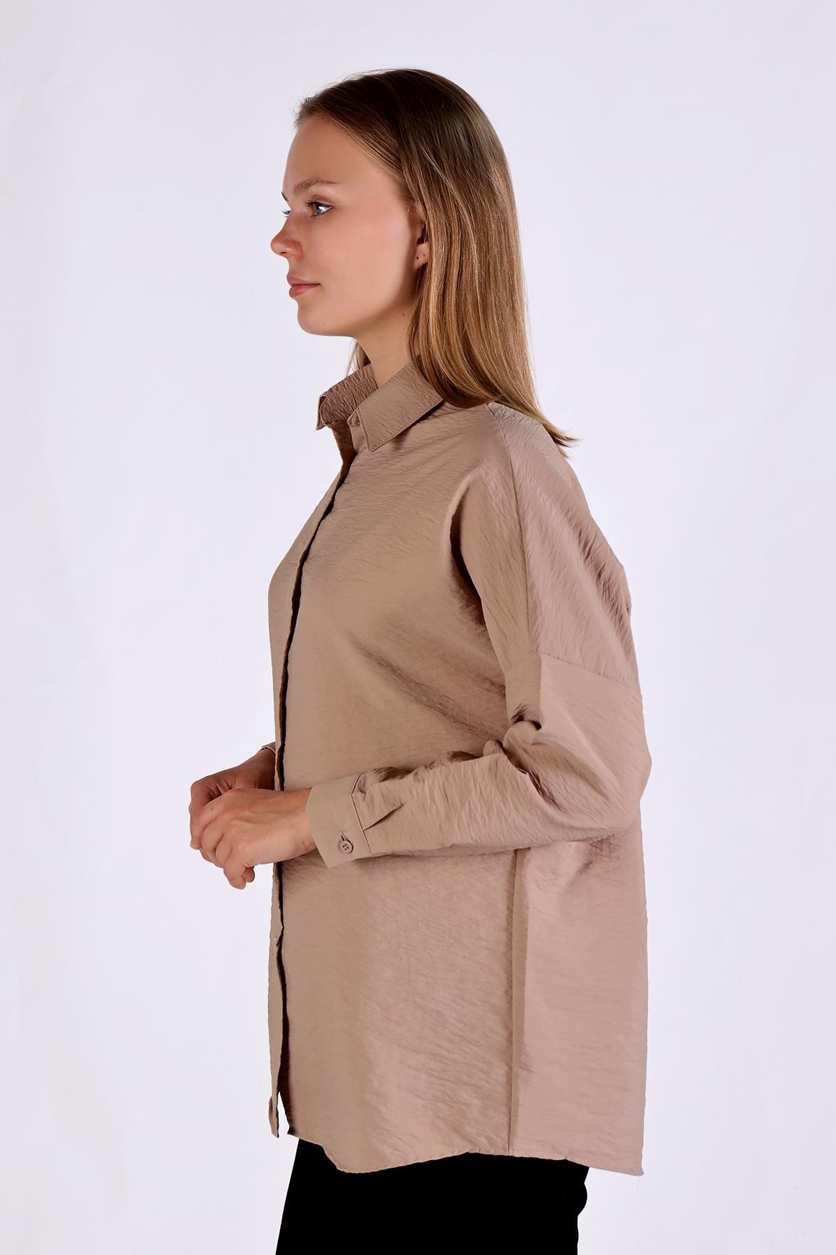 4305A Oversize Klasik Gömlek Vizon - 7