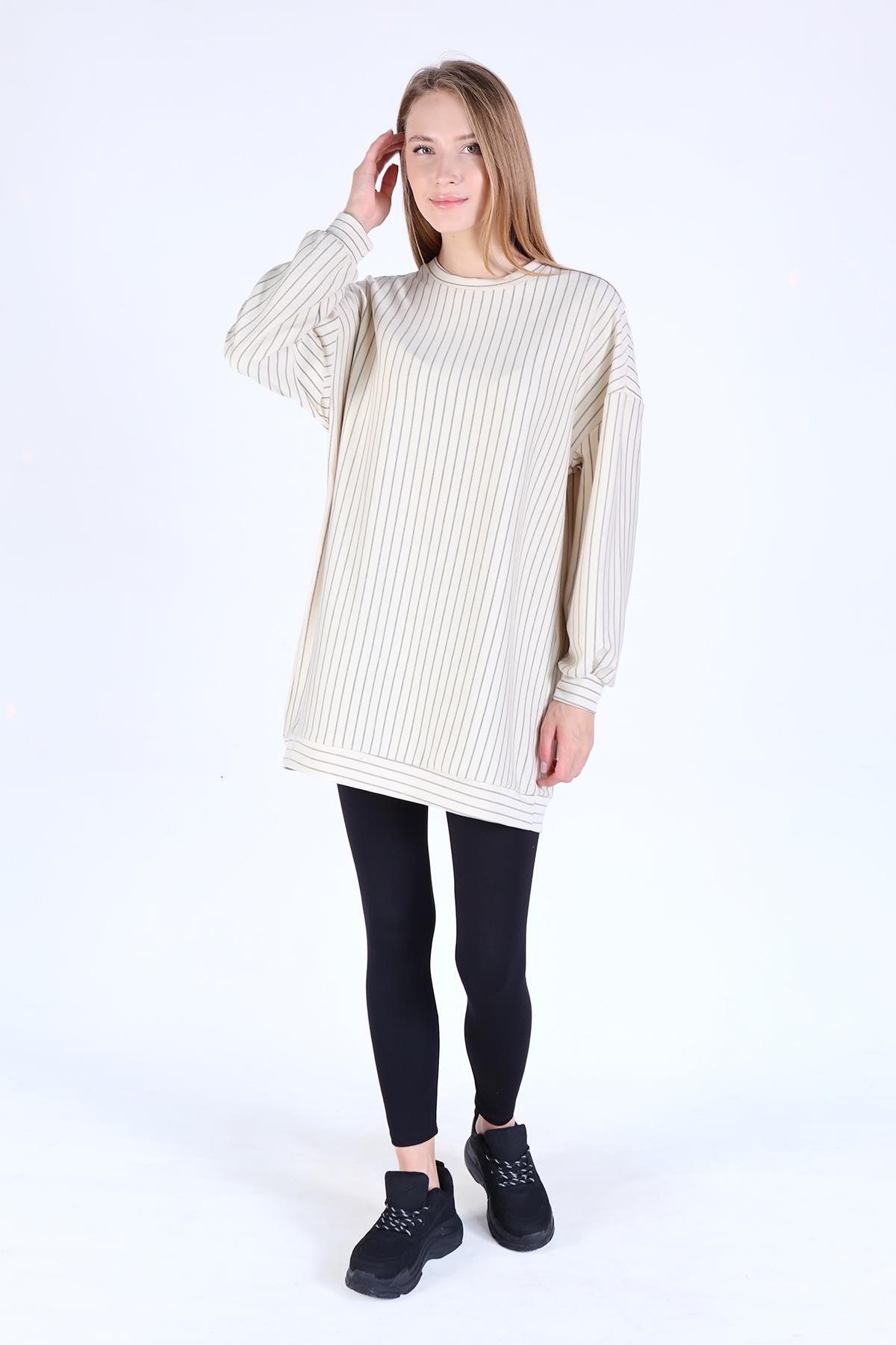 Bej Çizgili Tunik 4315A - 2