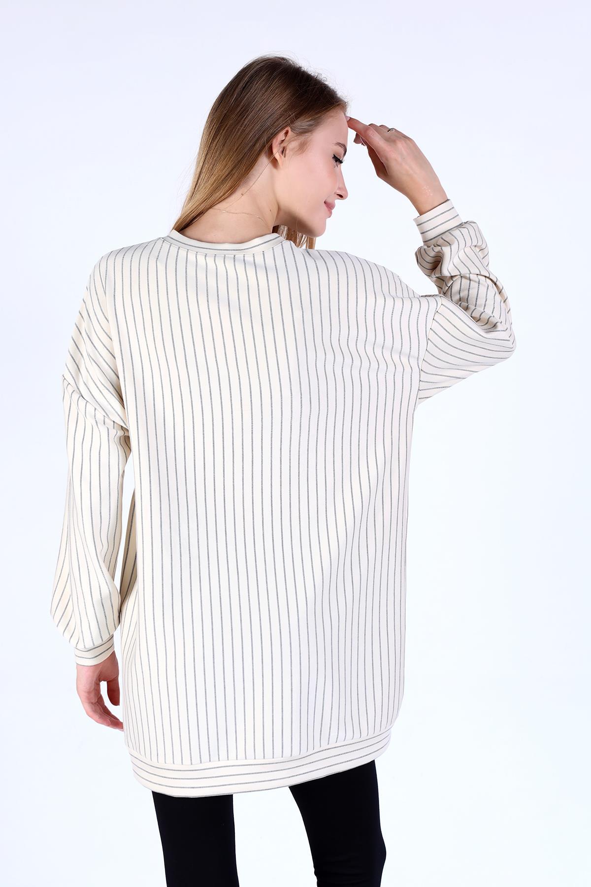 Bej Çizgili Tunik 4315A - 5