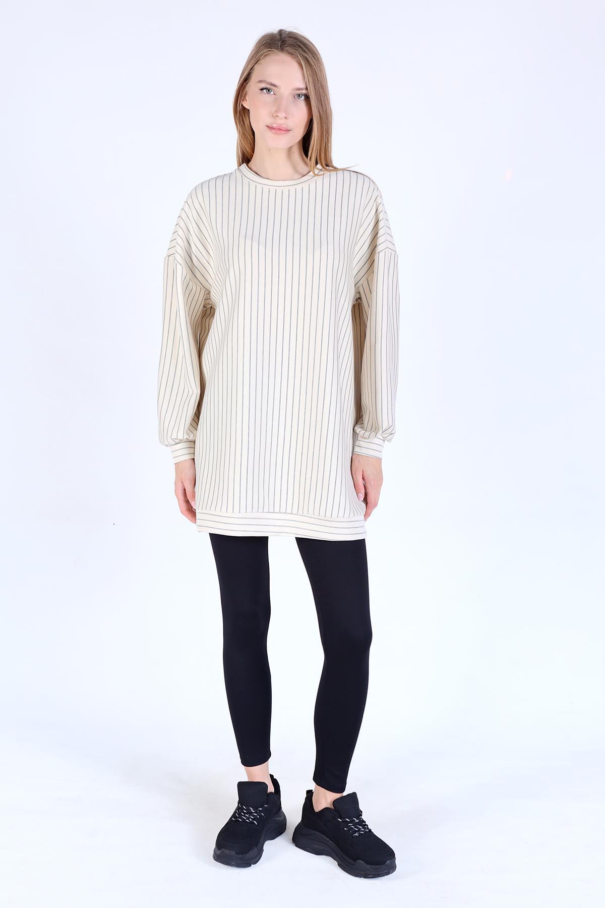 Bej Çizgili Tunik 4315A - 6