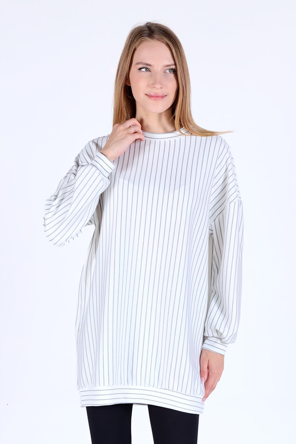 Beyaz Çizgili Tunik 4315A - 1