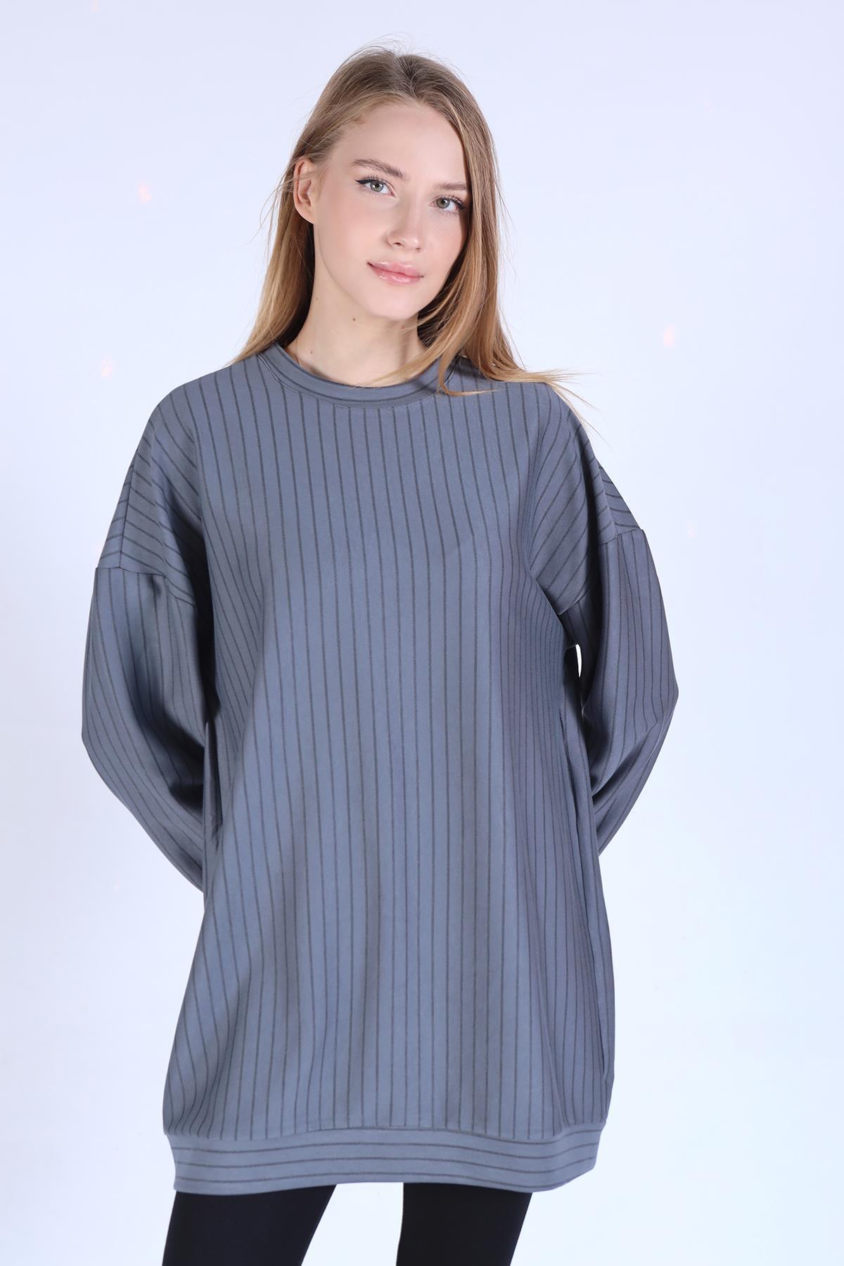 4315A Çizgili Tunik Füme 