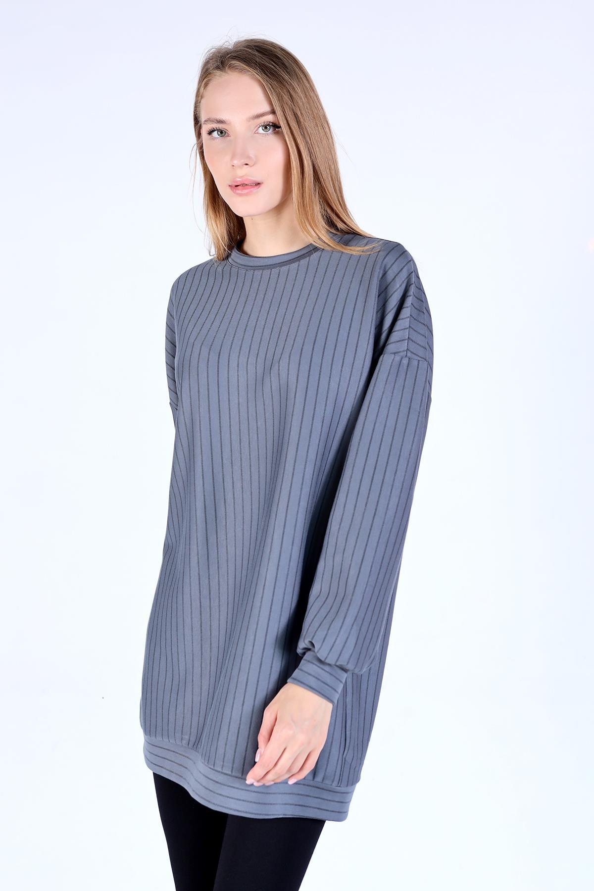 Füme Çizgili Tunik 4315A - 3