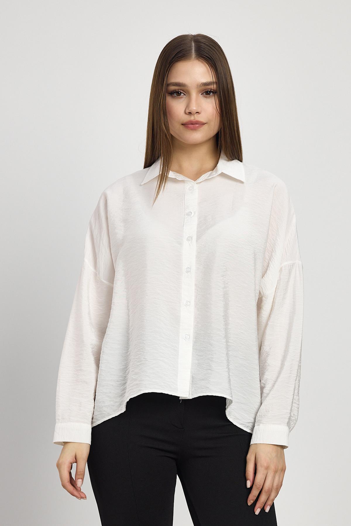 Beyaz Oversize Klasik Gömlek 4316A 