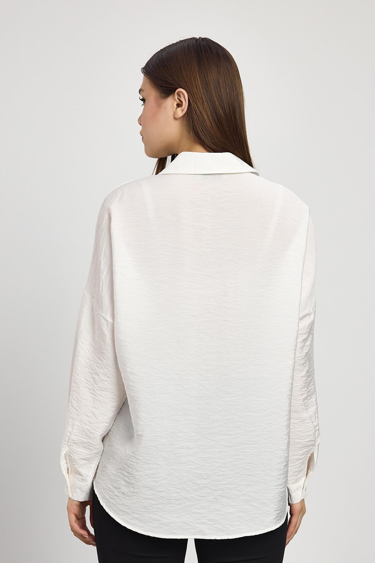 Oversize Klasik Gömlek 4316A Beyaz - 5