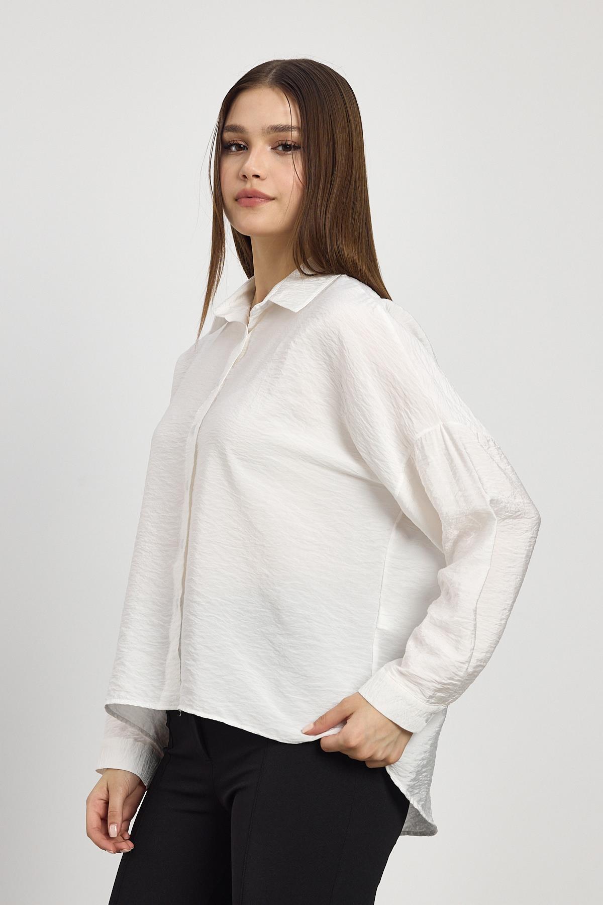 Oversize Klasik Gömlek 4316A Beyaz - 6