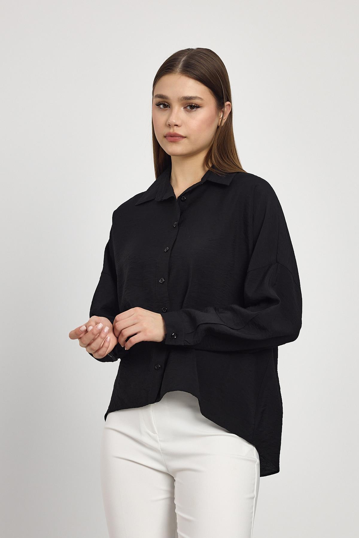 Siyah Oversize Klasik Gömlek 4316A - 6