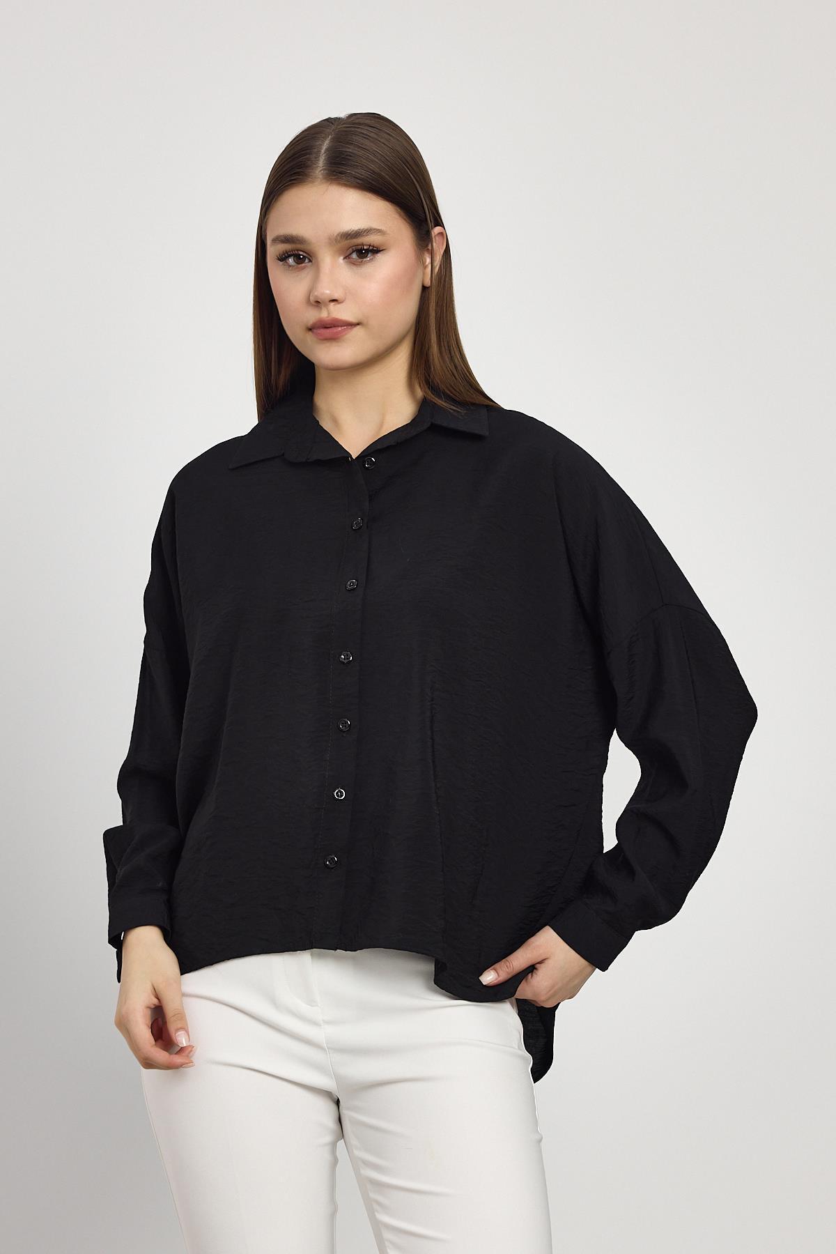Siyah Oversize Klasik Gömlek 4316A - 7