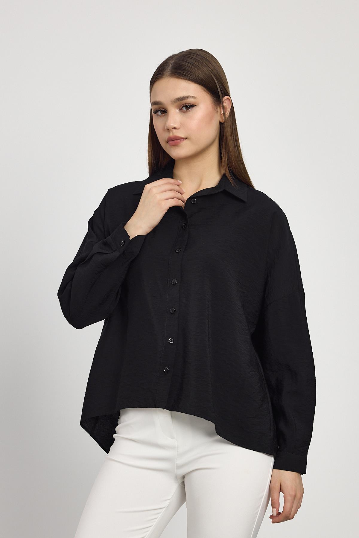 Siyah Oversize Klasik Gömlek 4316A - 8
