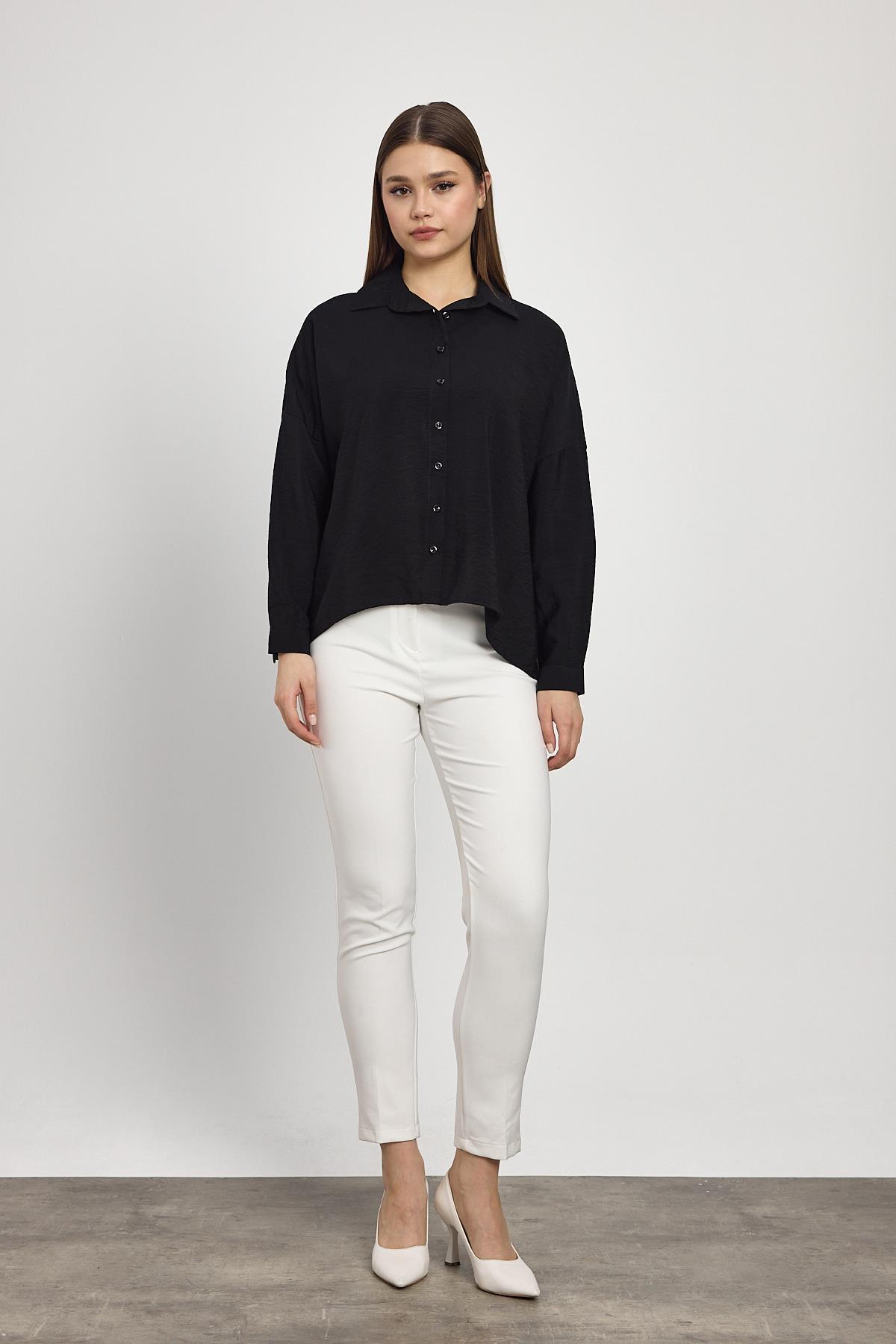 Siyah Oversize Klasik Gömlek 4316A - RAYS